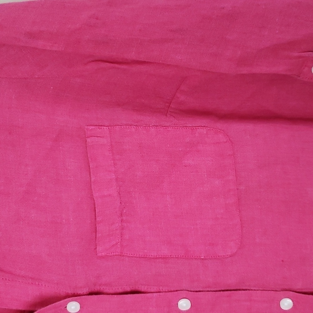 Charter club 100% linen fushia pink button down shirt women's size medium. - Picture 4 of 8